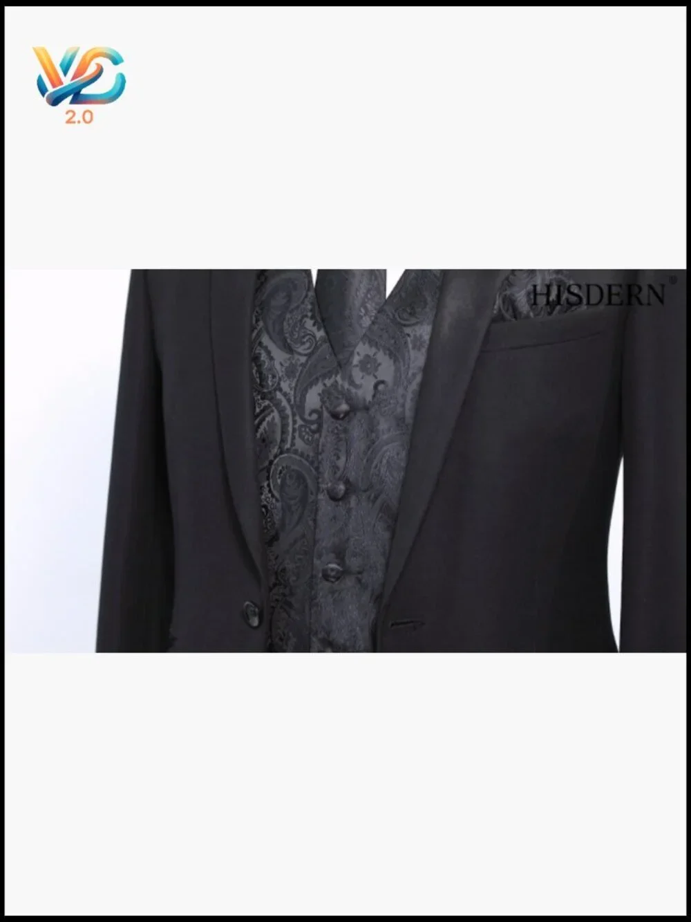 Men's Formal Vest Set with Tie and Pocket Square, Silk Blend, Size Large